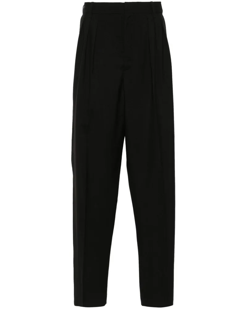 Kenzo Klassische Wollhose mit Falten - Schwarz Schwarz