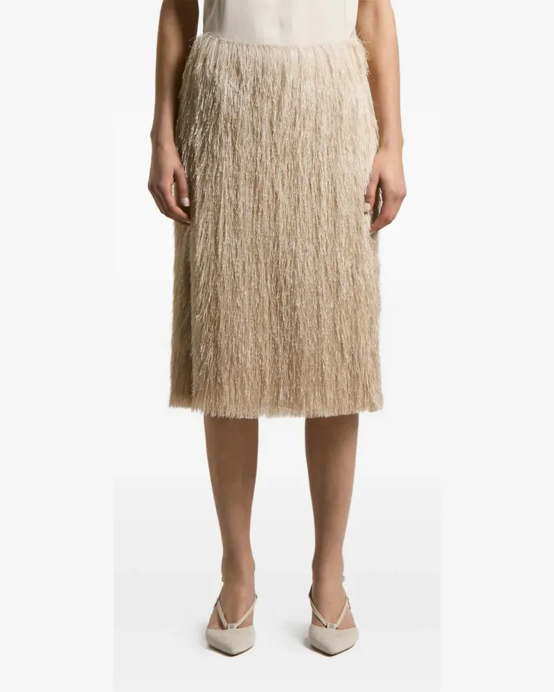 Peserico fringe-detail midi skirt - Nude Nude