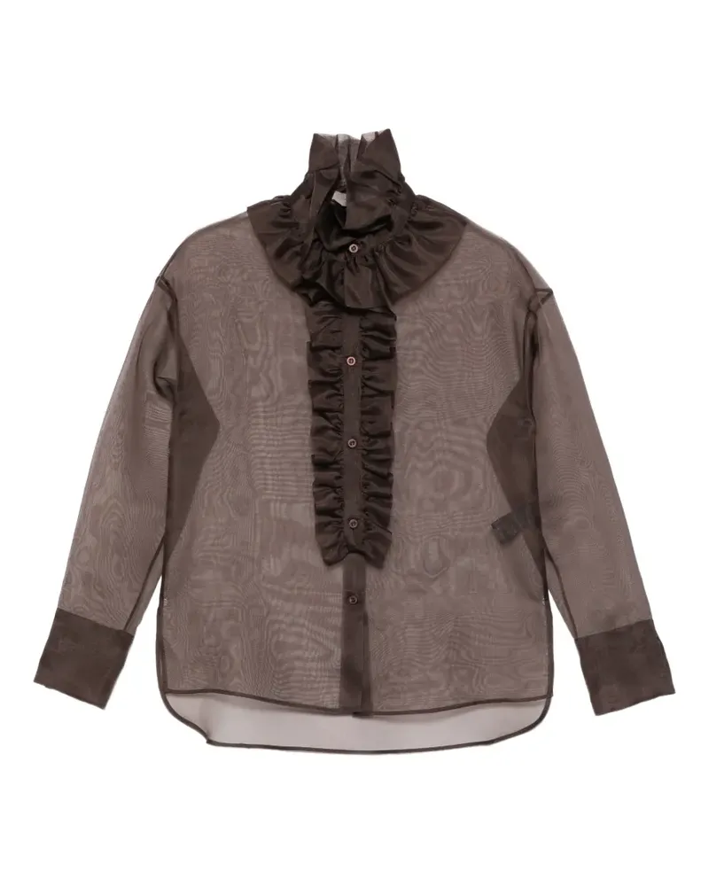 D.EXTERIOR ruffled sheer shirt - Braun Braun