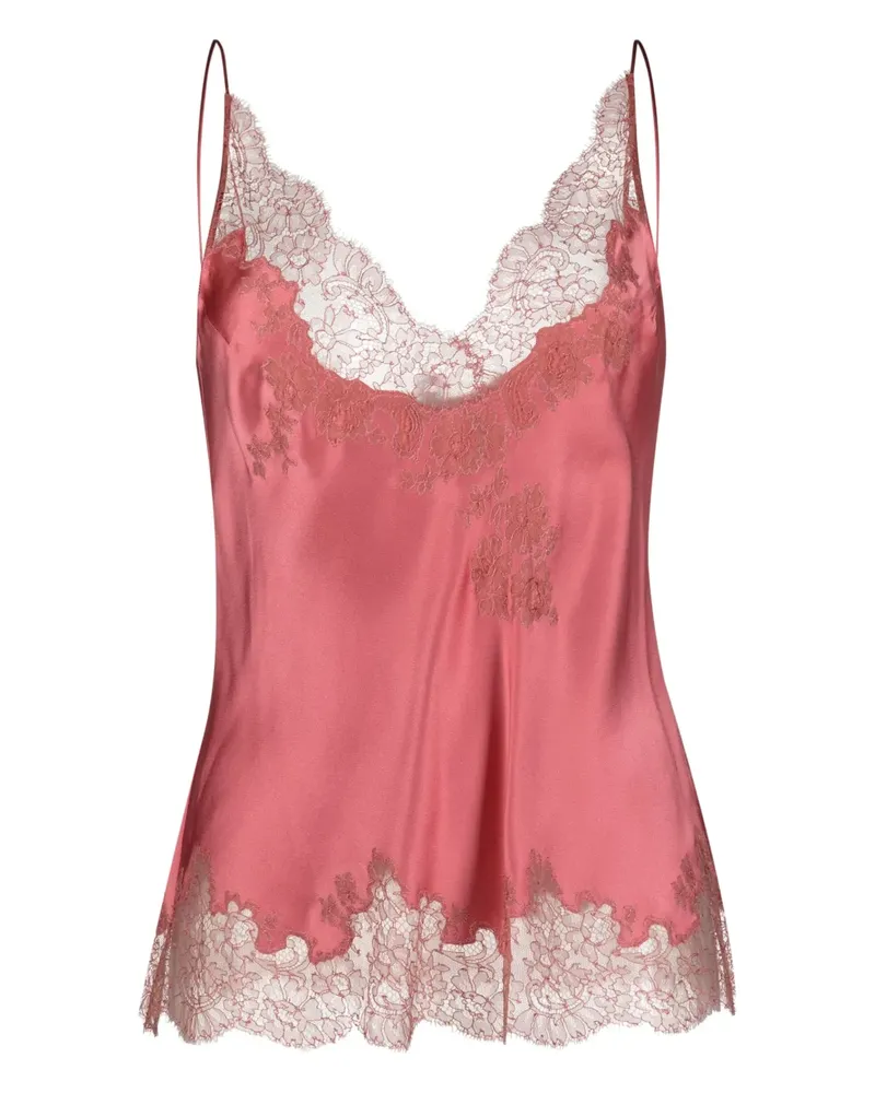 Carine Gilson Camisole-Seidentop mit Spitzenbesatz - Rosa Rosa