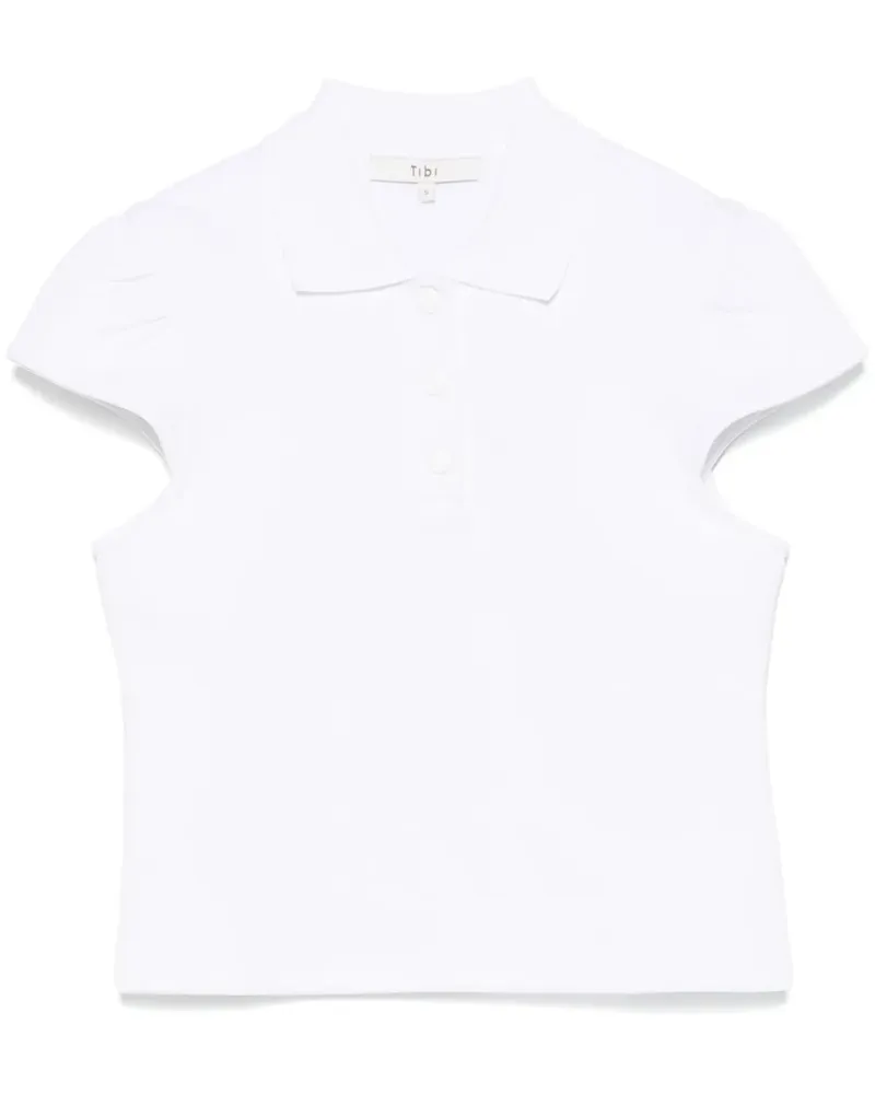tibi Pique Shrunken Poloshirt - Weiß Weiß