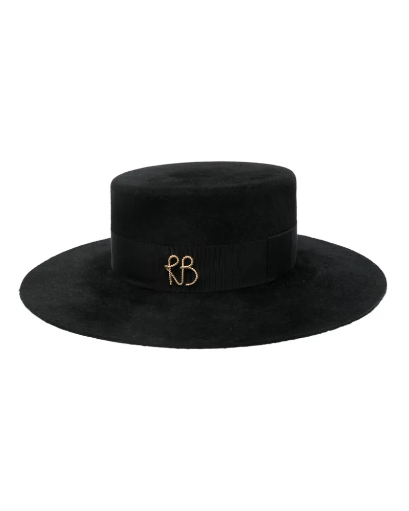 RUSLAN BAGINSKIY Canotier-Hut mit Monogramm - Schwarz Schwarz
