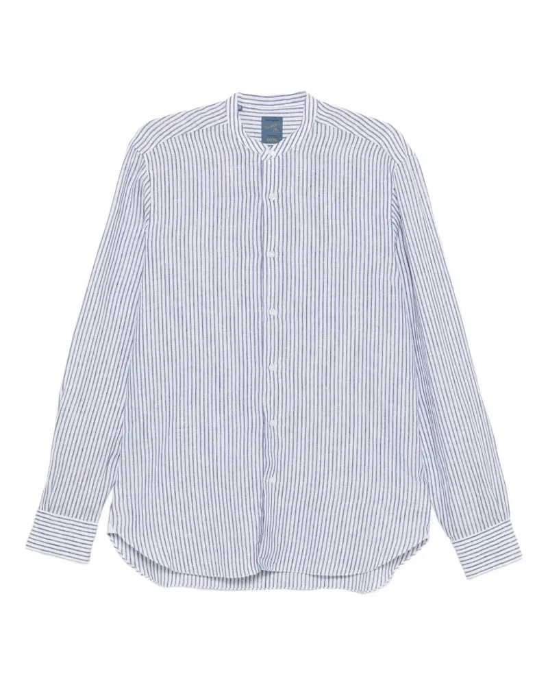 BARBA Gestreiftes Hemd - Weiß Weiß