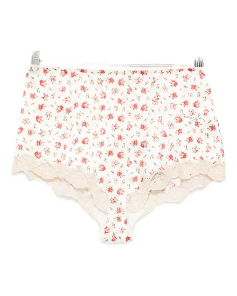 Dolce & Gabbana floral-print lace briefs - Weiß Weiß
