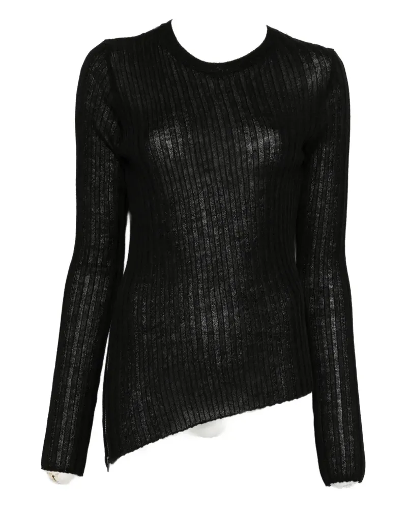 Yohji Yamamoto Gerippter Strickpullover - Schwarz Schwarz