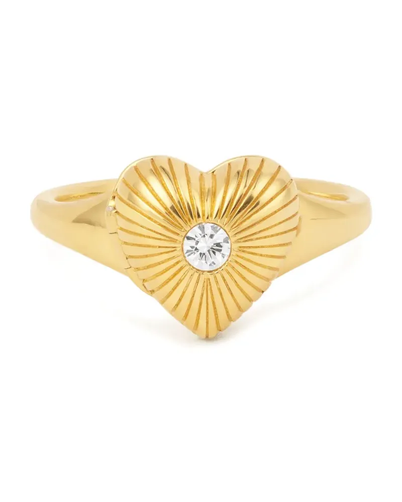 PERSEE 9kt Gelbgoldring mit emailliertem Diamantherz Gold