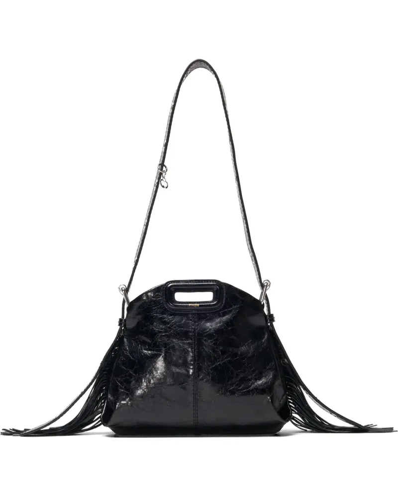 Maje mini Miss M fringed leather shoulder bag - Schwarz Schwarz