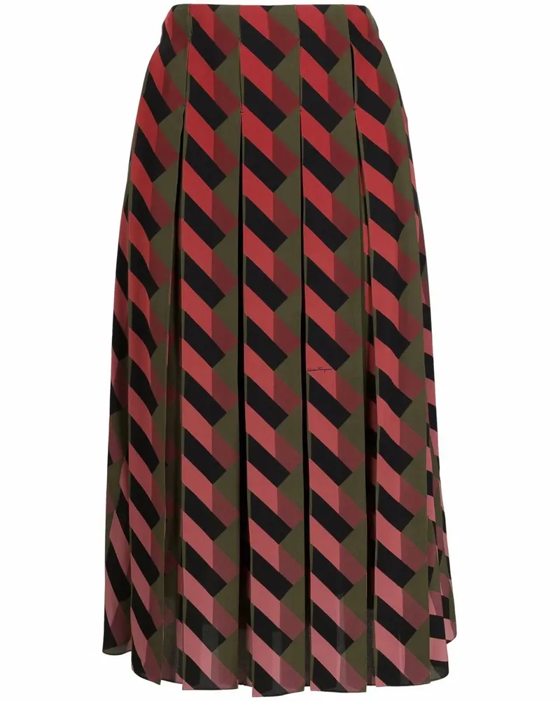 Ferragamo Faltenrock mit geometrischem Print - Rot Rot