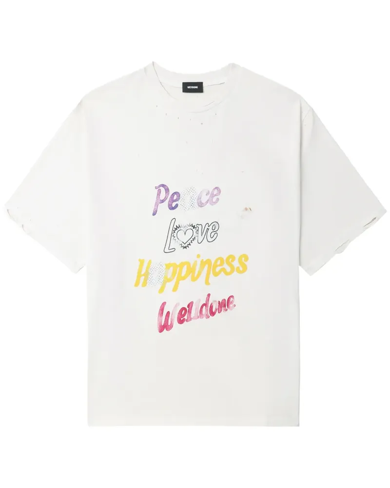 WE 11 DONE Peace T-Shirt mit Logo-Print - Weiß Weiß