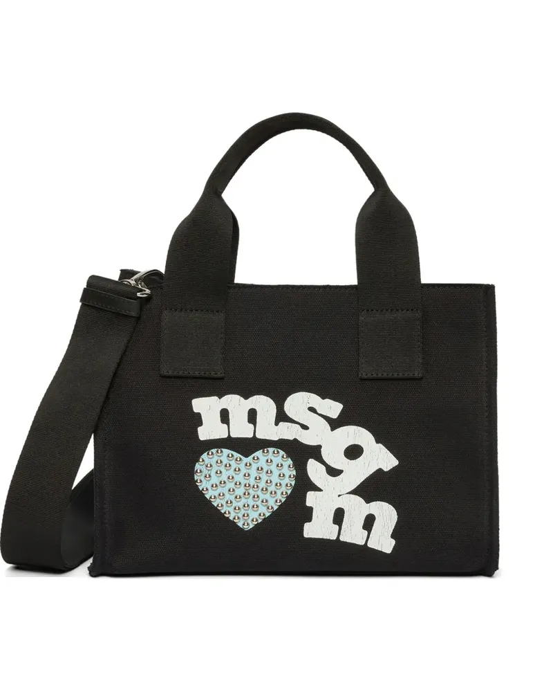 MSGM Handtasche mit Herz-Print - Schwarz Schwarz