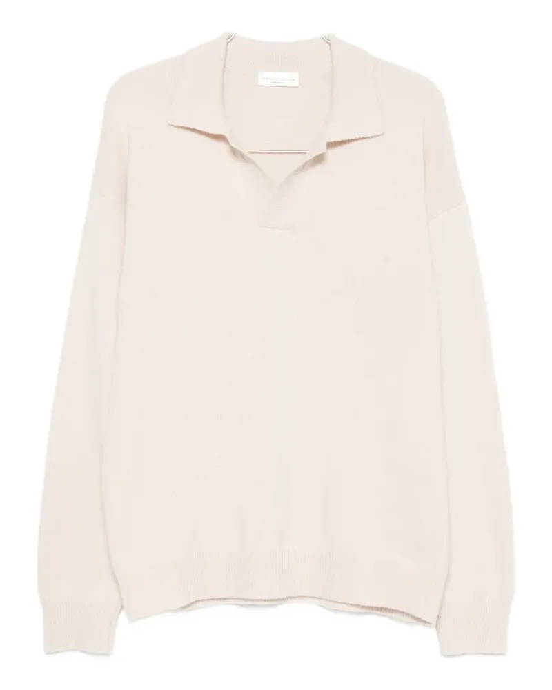 Roberto Collina ribbed-trim long-sleeve polo shirt - Nude Nude
