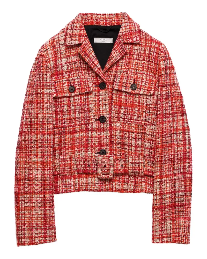 Prada Einreihige Tweed-Jacke - Rot Rot