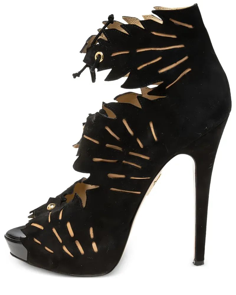 Charlotte Olympia Pre-owned Eve Wildledersandalen mit Cut-Out 145mm - Schwarz Schwarz