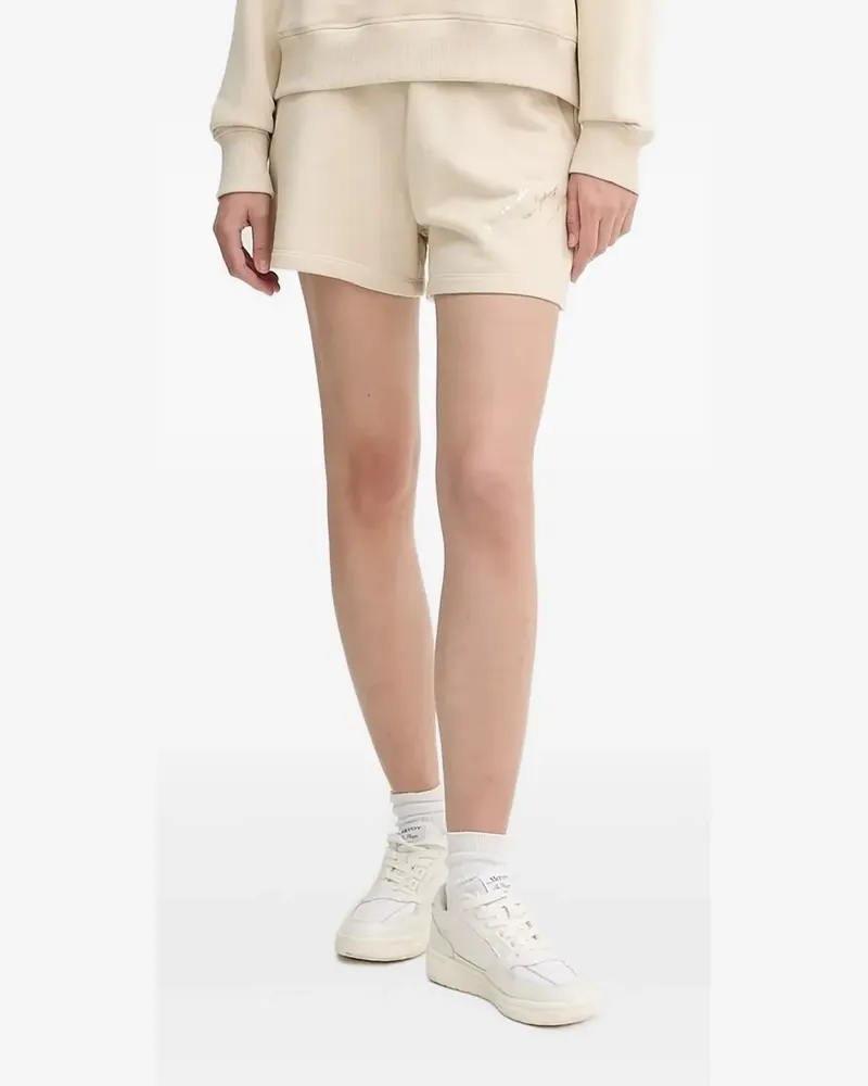 Armani Exchange Bestickte Shorts mit Kordelzug - Nude Nude