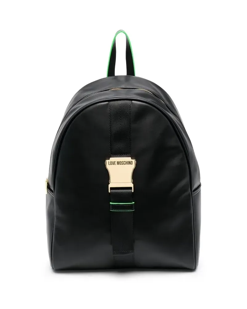 Moschino Rucksack mit Logo-Schnalle - Schwarz Schwarz
