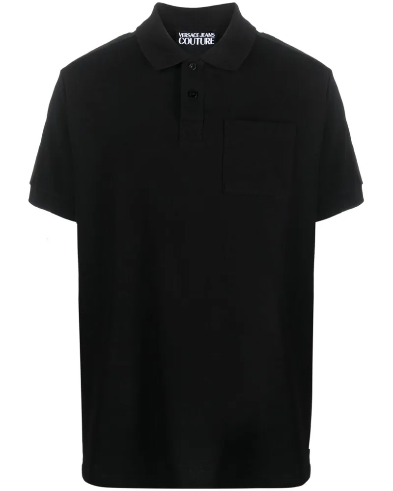 Versace Jeans Poloshirt mit Logo-Streifen - Schwarz Schwarz
