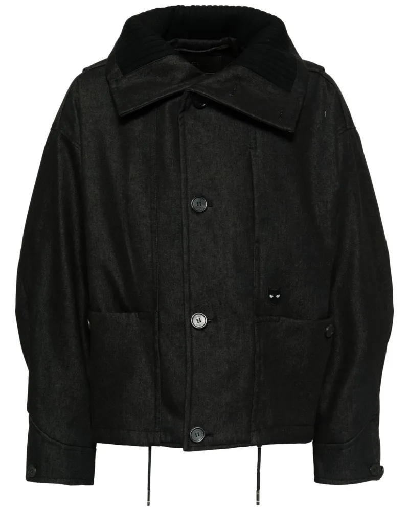 SONGZIO Panther Jacke im Jeans-Look - Schwarz Schwarz