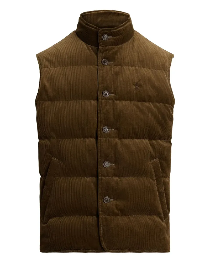 Ralph Lauren Wattierte Cordweste mit Logo-Stickerei - Braun Braun