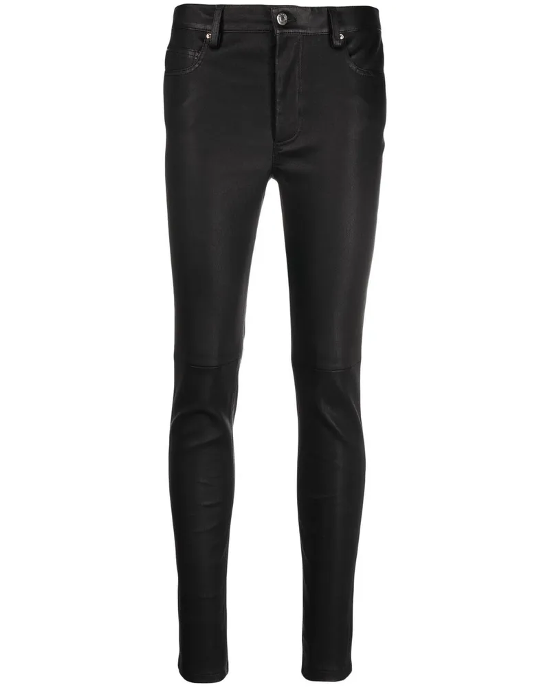 IRO Cropped-Röhrenhose aus Leder - Schwarz Schwarz