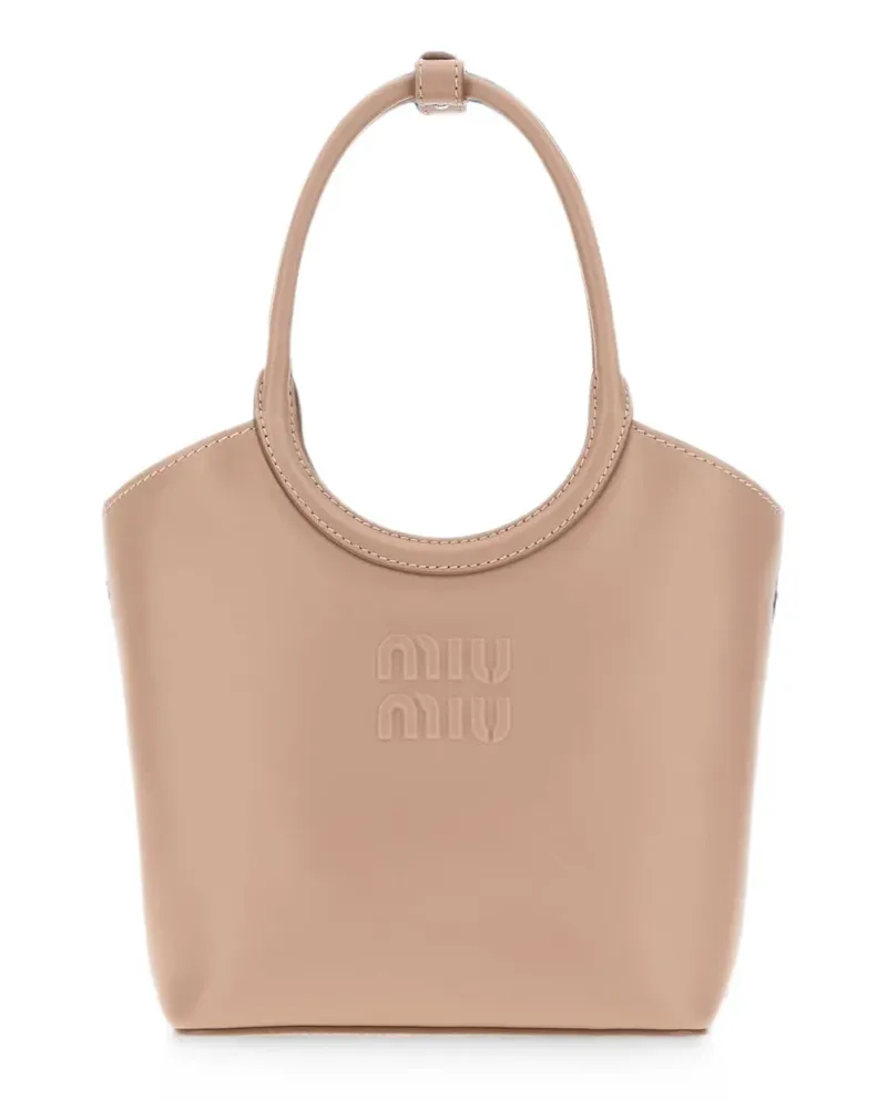 Miu Miu Ivy embossed-logo shoulder bag - Nude Nude