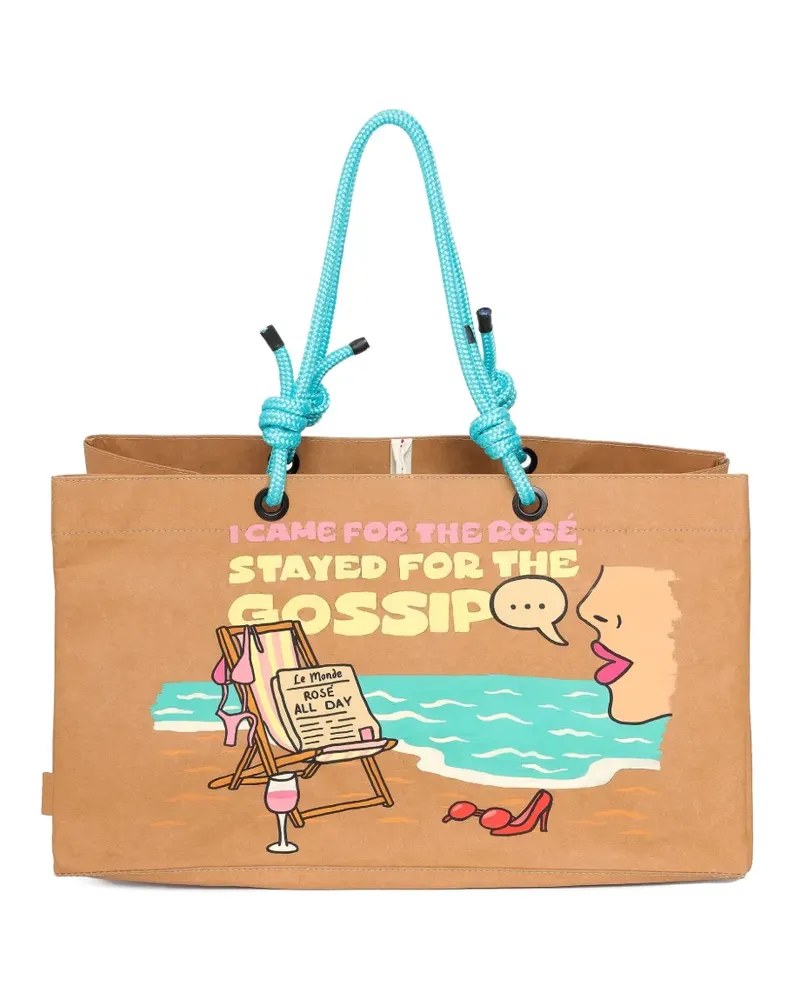 BRIGITTE rope-handle printed beach bag - Braun Braun