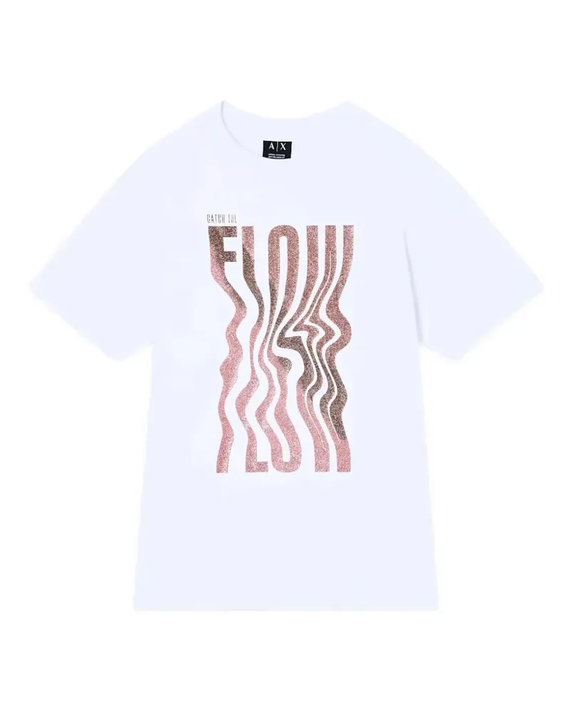 Armani Exchange T-Shirt mit Glitzer-Print - Weiß Weiß