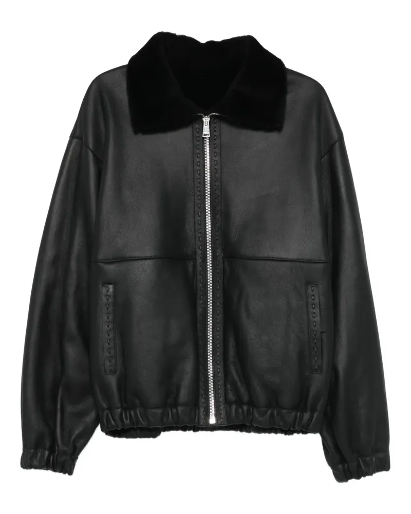 Fendi Bomberjacke aus Leder - Schwarz Schwarz