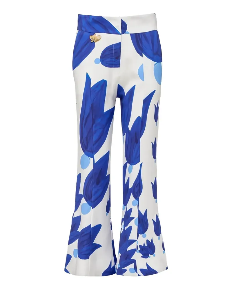 THEMIS Z Theano Sabra Schlaghose mit Blumenprint - Weiß Weiß