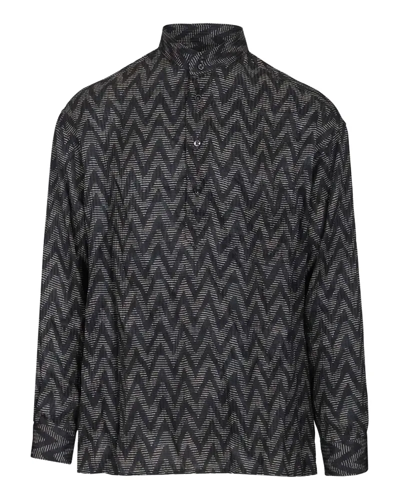 Giorgio Armani Geknöpftes Hemd mit Zickzackmuster - Schwarz Schwarz