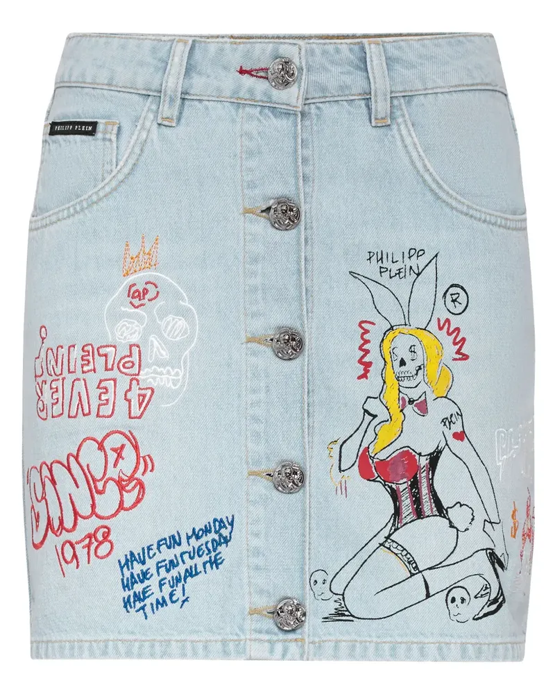 Philipp Plein graffiti-print pocketed mini skirt - Blau Blau