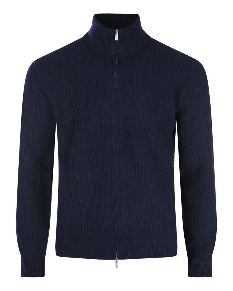 LARDINI Gerippter Pullover mit Reißverschluss - Blau Blau