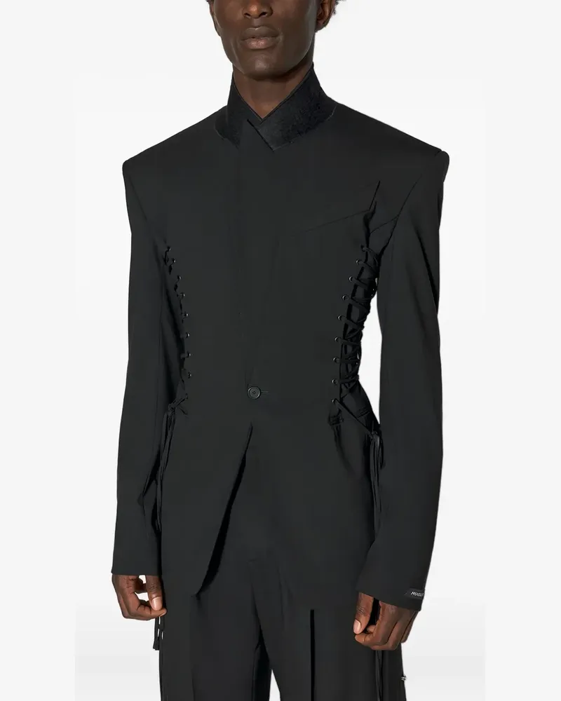 Thierry Mugler Wattierte Jacke mit Schnürung - Schwarz Schwarz