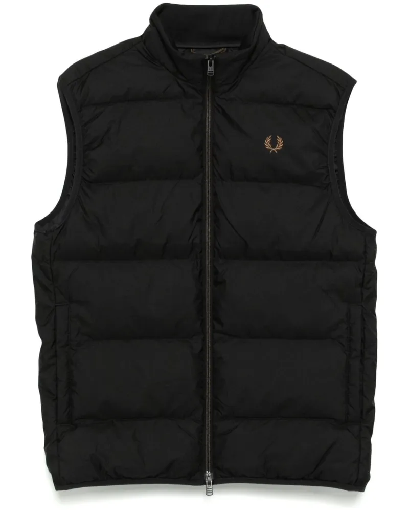 Fred Perry Gefütterte Jacke mit Logo-Stickerei - Schwarz Schwarz
