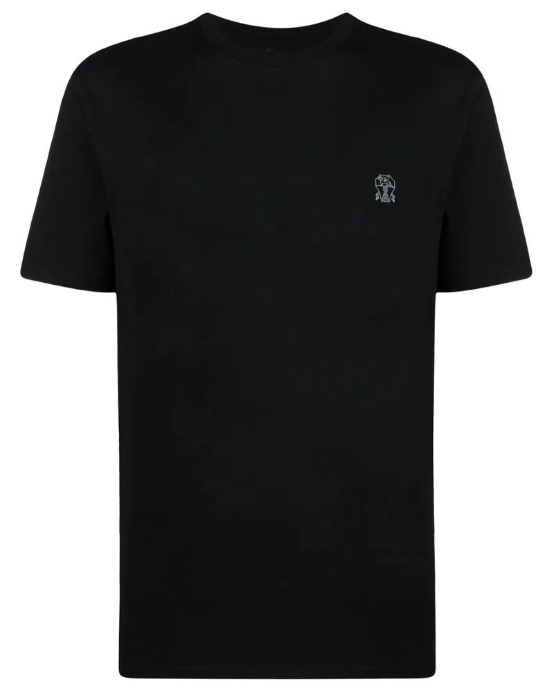 Brunello Cucinelli T-Shirt mit Logo-Print - Schwarz Schwarz