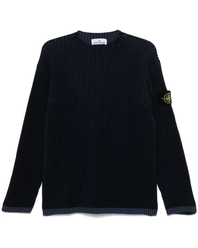 Stone Island Grob gerippter Pullover - Blau Blau