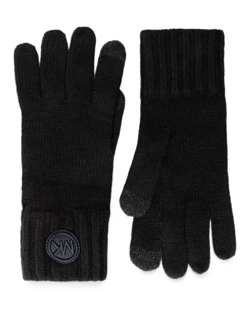 Michael Kors logo-patch ribbed-cuff gloves - Schwarz Schwarz