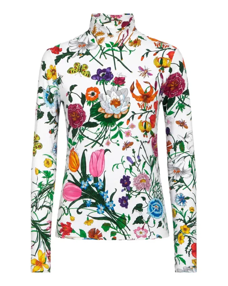 Gucci T-Shirt mit Flora-Print - Weiß Weiß