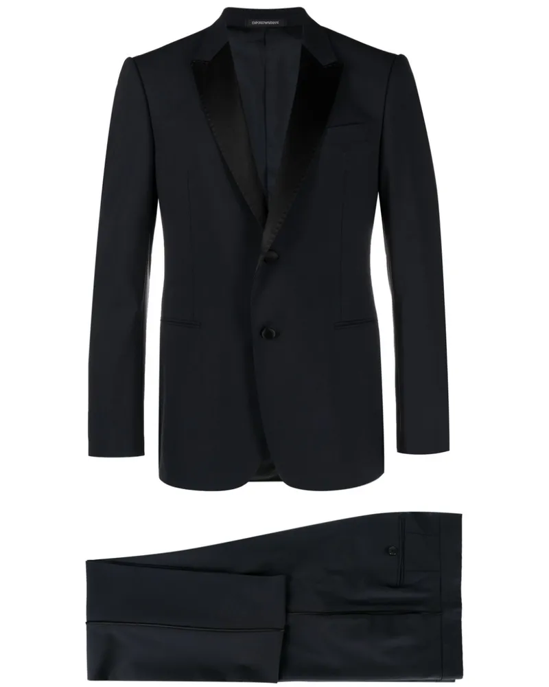 Emporio Armani Anzug mit Satinbesatz Blau