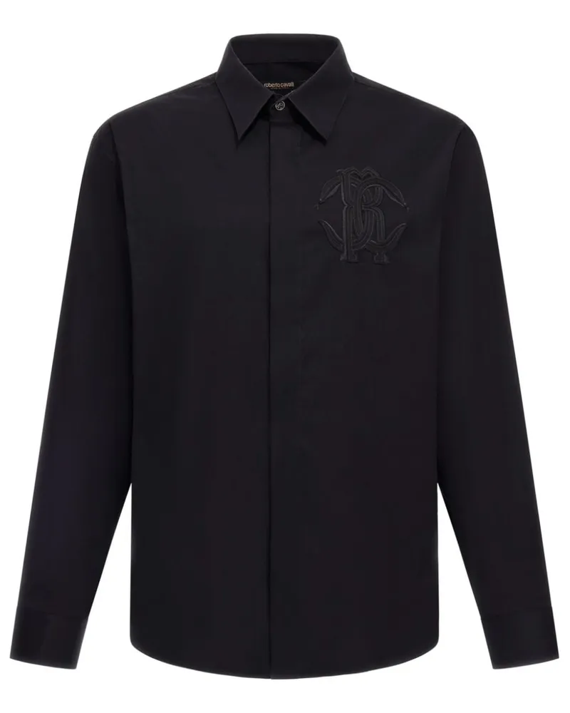 Roberto Cavalli Hemd mit Logo-Stickerei - Schwarz Schwarz