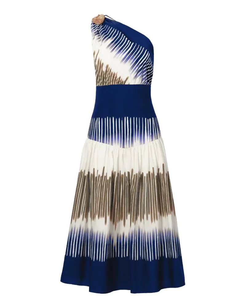 Silvia Tcherassi Abstraktes Catalina One-Shoulder-Midikleid - Blau Blau
