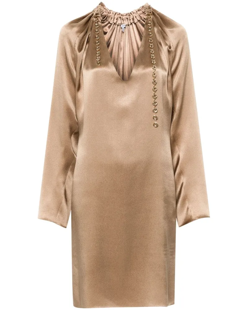 Loewe Seiden-Minikleid mit Kettendetail - Braun Braun