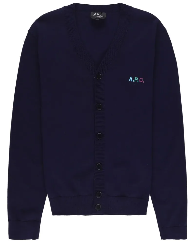 A.P.C. Cardigan mit Logo-Stickerei - Blau Blau