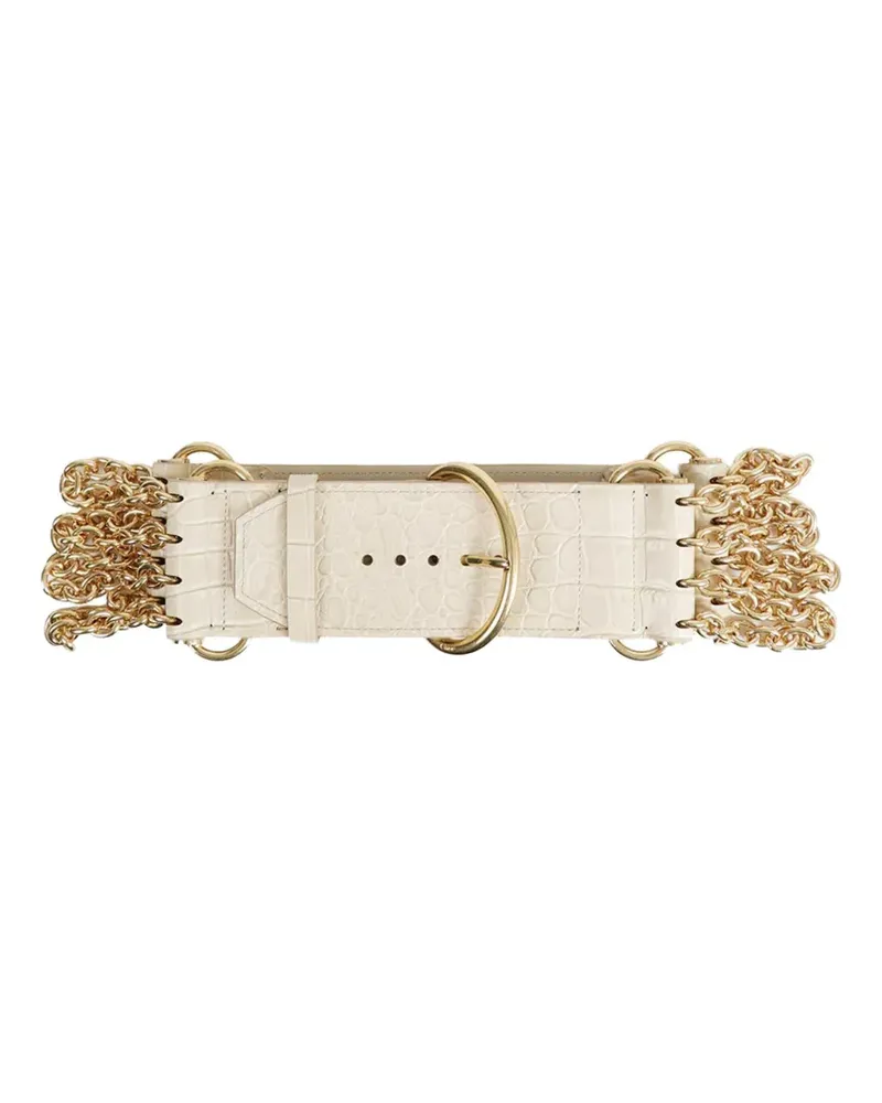 Chloé Camera croc-effect chain belt - Nude Nude