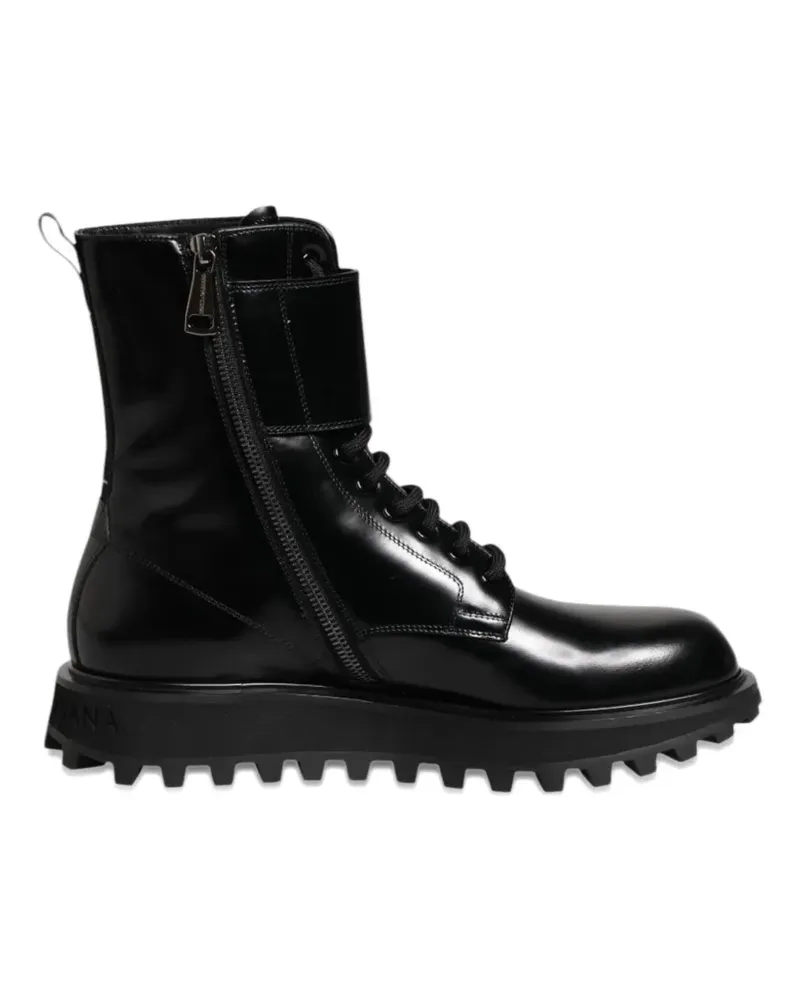 Dolce & Gabbana Schnürstiefel mit Schnallenriemen - Schwarz Schwarz