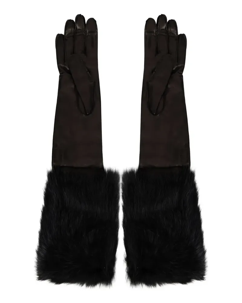 Alberta Ferretti Handschuhe mit Pelzbesatz - Schwarz Schwarz