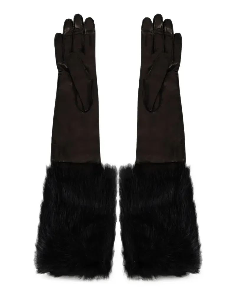 Alberta Ferretti Handschuhe mit Pelzbesatz - Schwarz Schwarz