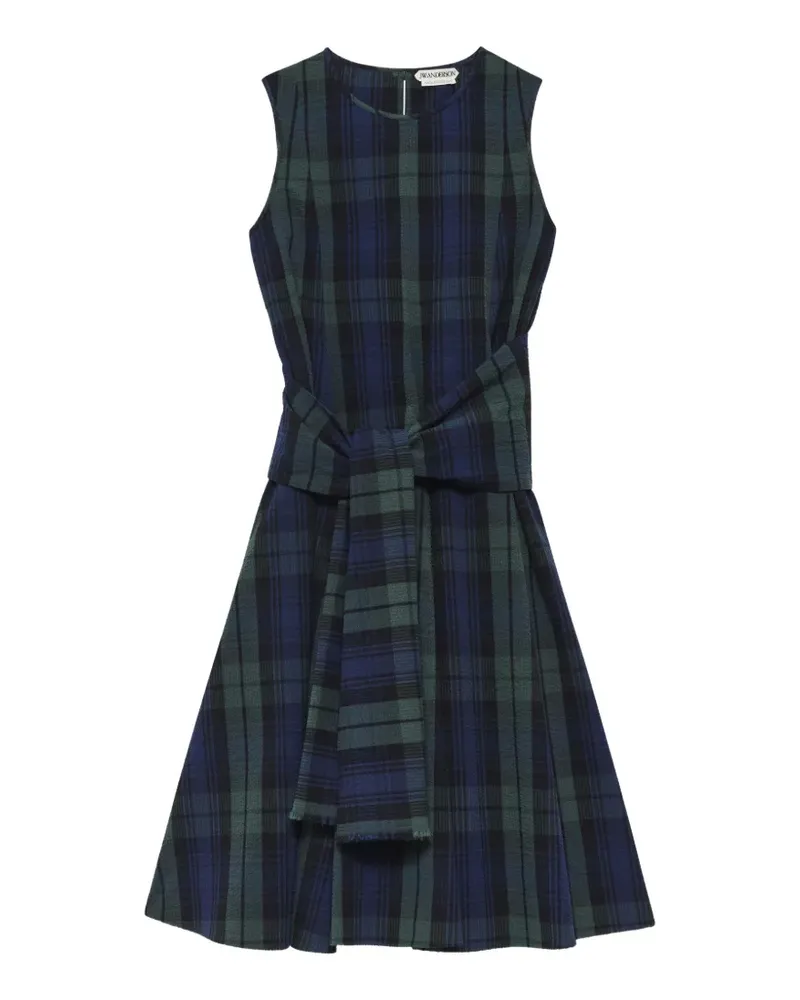 J.W.Anderson Kariertes Midikleid mit Bindegürtel - Blau Blau