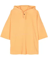 Issey Miyake Plissiertes Kapuzenoberteil Orange