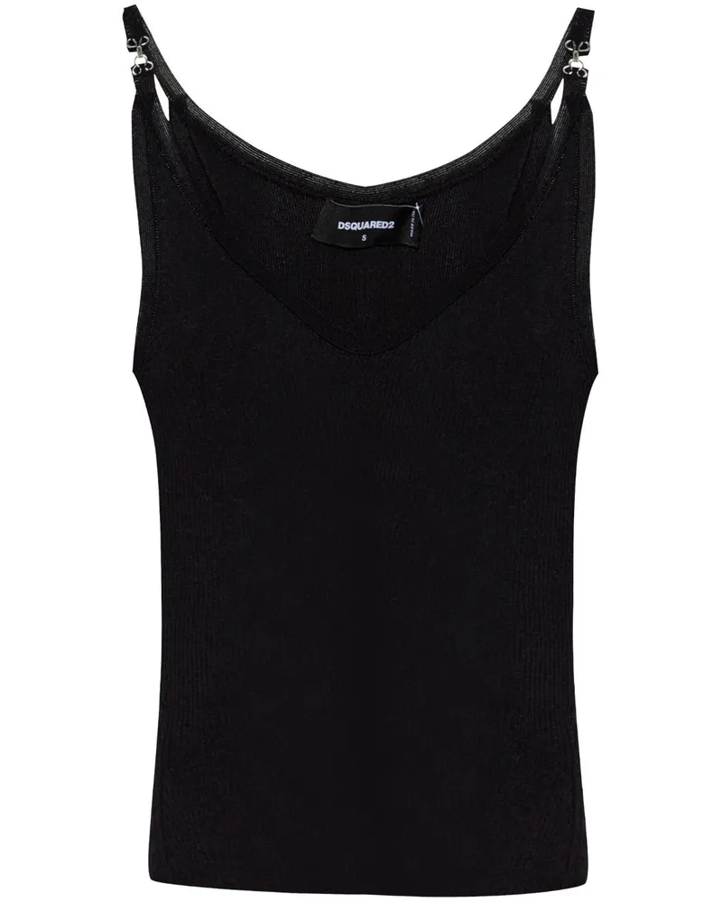 Dsquared2 Tanktop mit Haken- und Ösenverschluss - Schwarz Schwarz