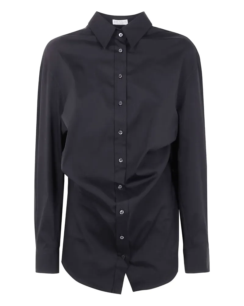 Brunello Cucinelli Drapiertes Hemd - Schwarz Schwarz